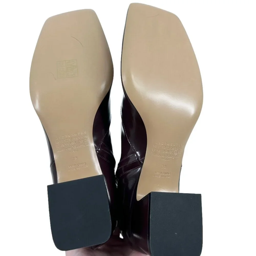NWOB Maison Margiela Four Stitch Burgundy Patent Leather Boots